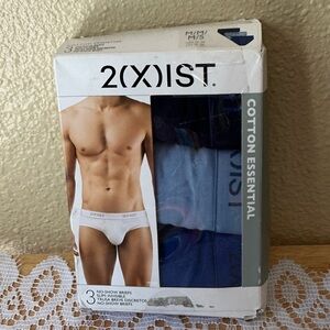 2(X)IST 3-Pack Men’s Cotton Essential No Show Briefs (Medium) Blue NEW